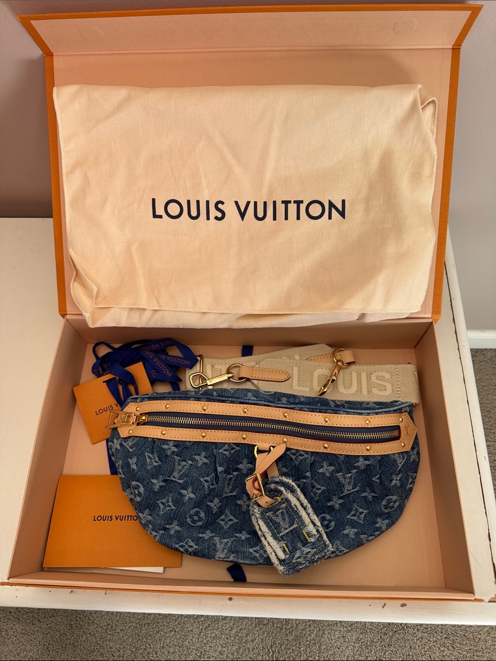 NWT SOLD OUT Louis Vuitton Monogram Denim Crossbody Bumbag - Blue & Tan